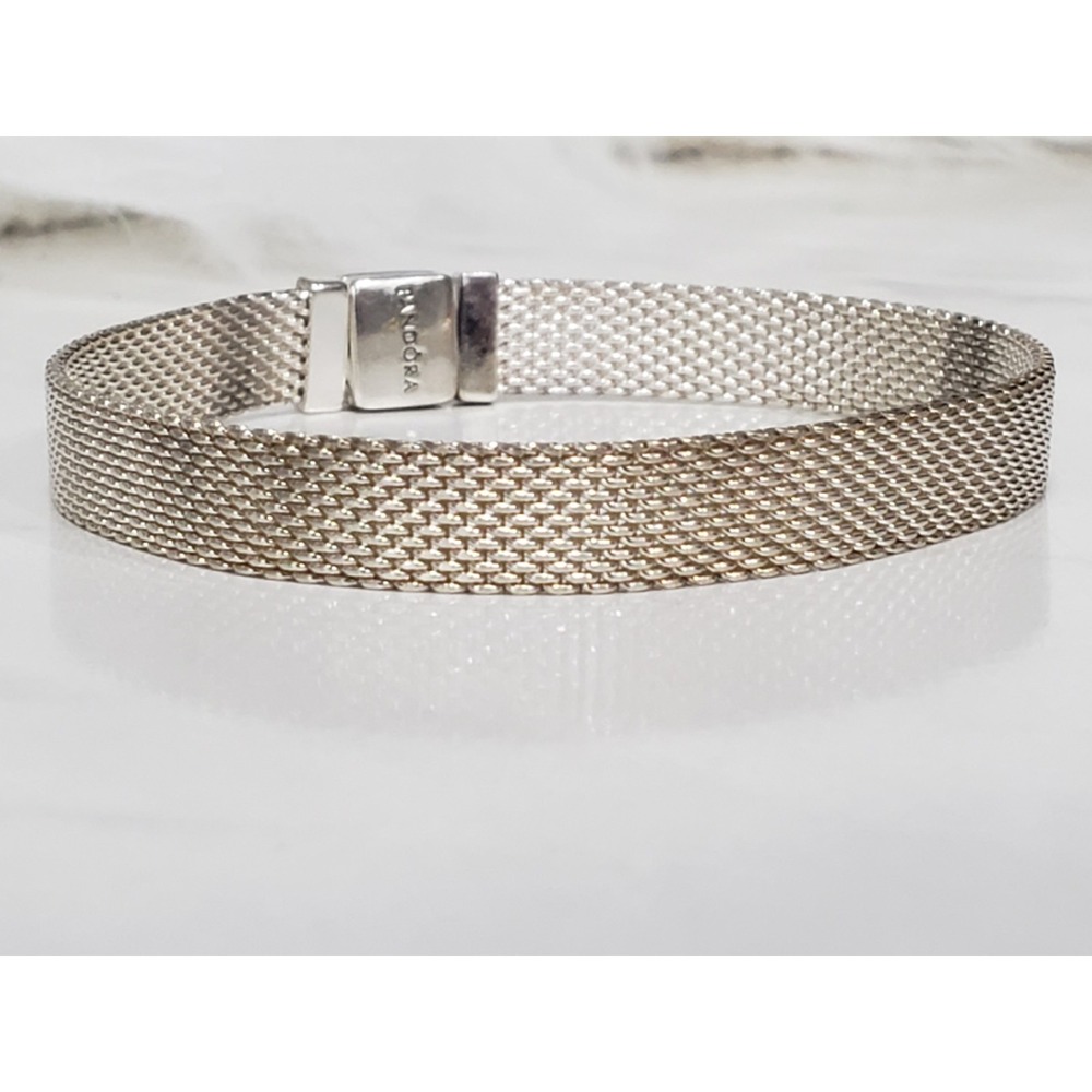 SIZE 17 / 17 CM / 6.7" Authentic Pandora Reflexions Silver Mesh Bracelet 597712 - Picture 2 of 10